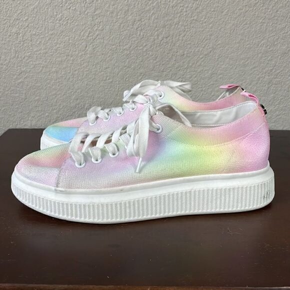 New BP Sonny Fab Platform Sneaker in Pastel Tie Dye Rainbow Sz 9 - Picture 2 of 10